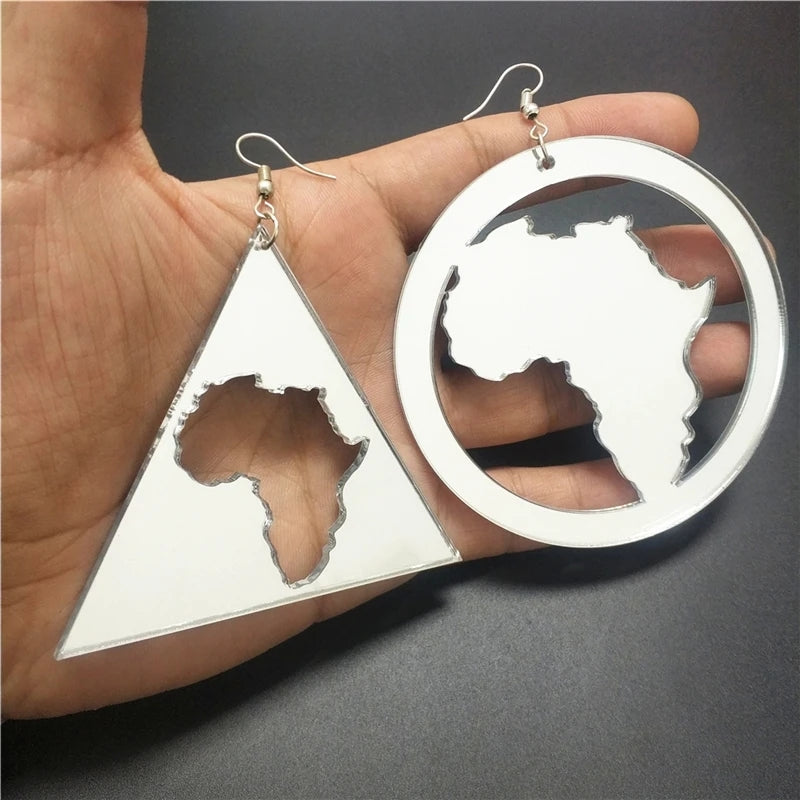 Acrylic Africa Map Earrings