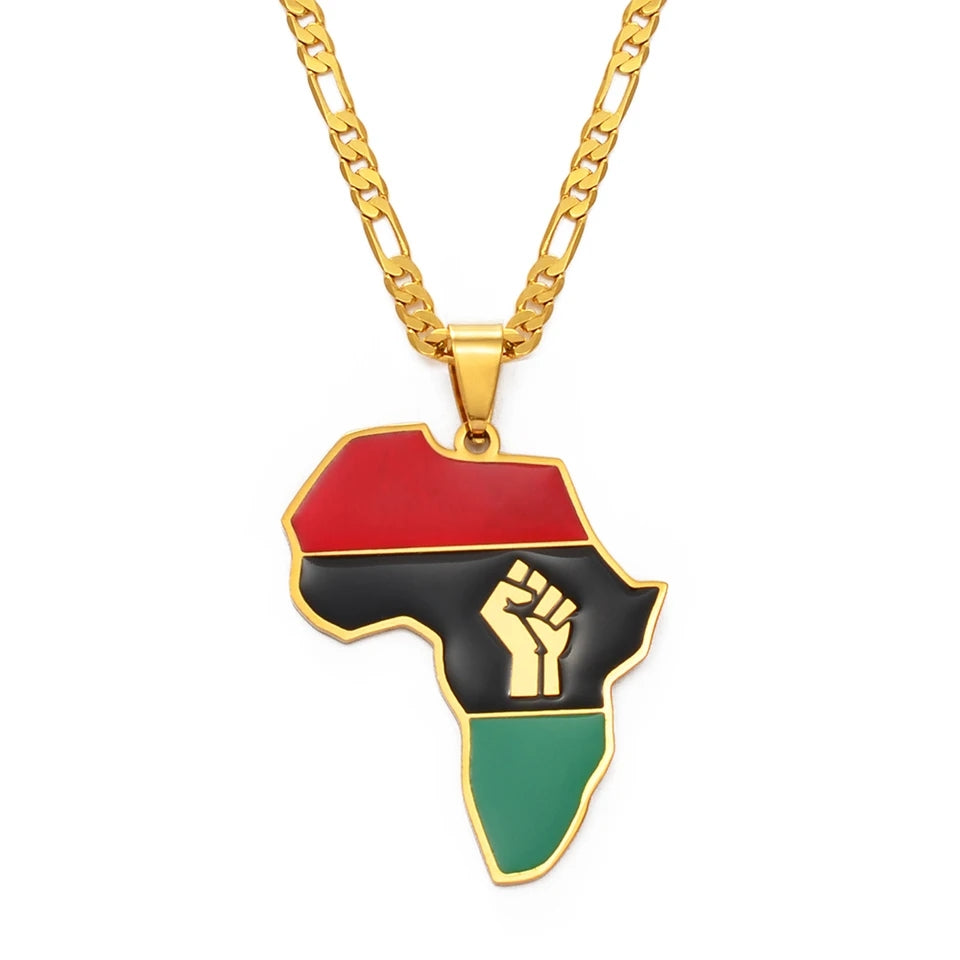 Power Fist Map Necklace