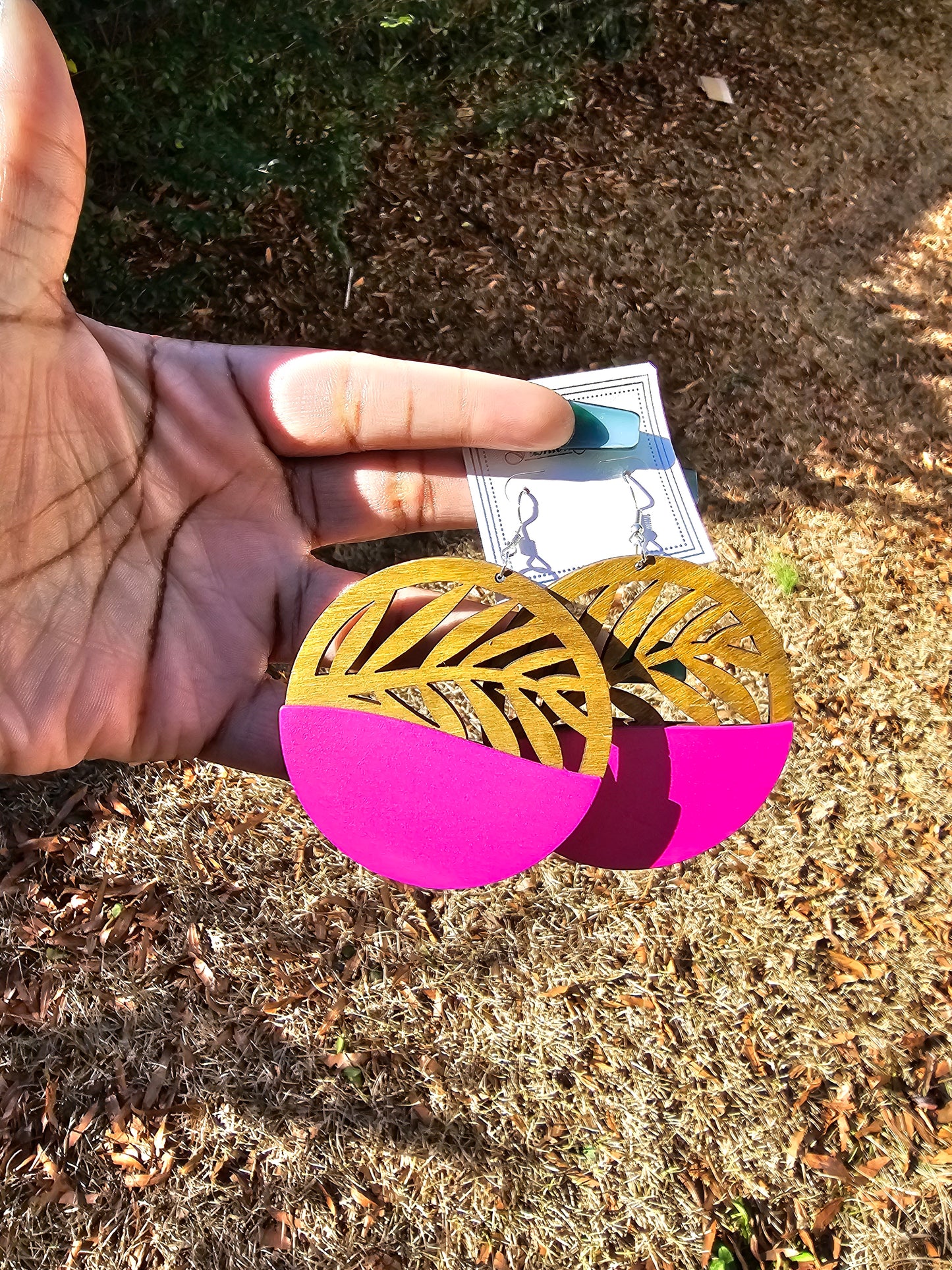 Pink Wood Earrings
