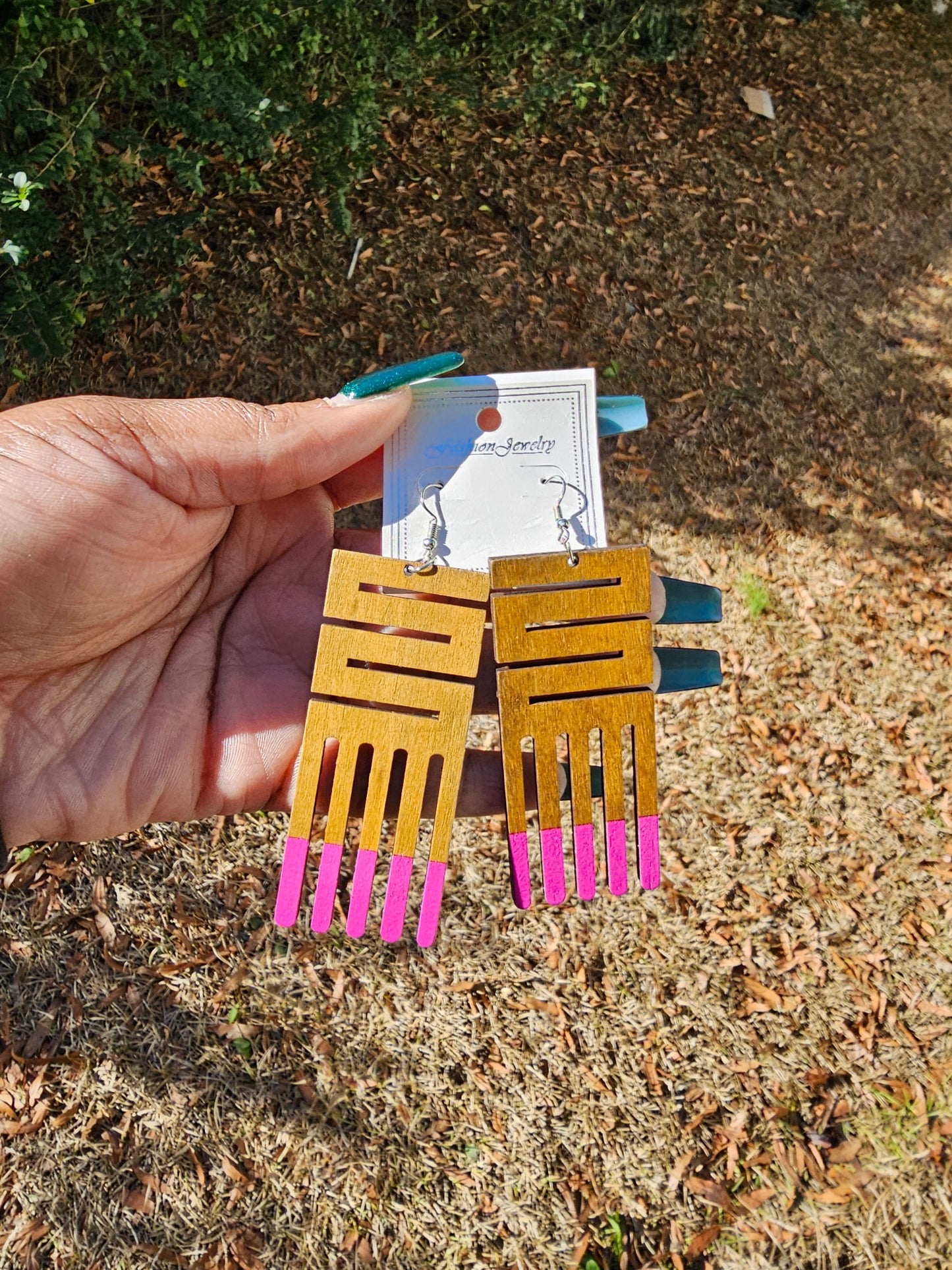 Pink Wood Earrings
