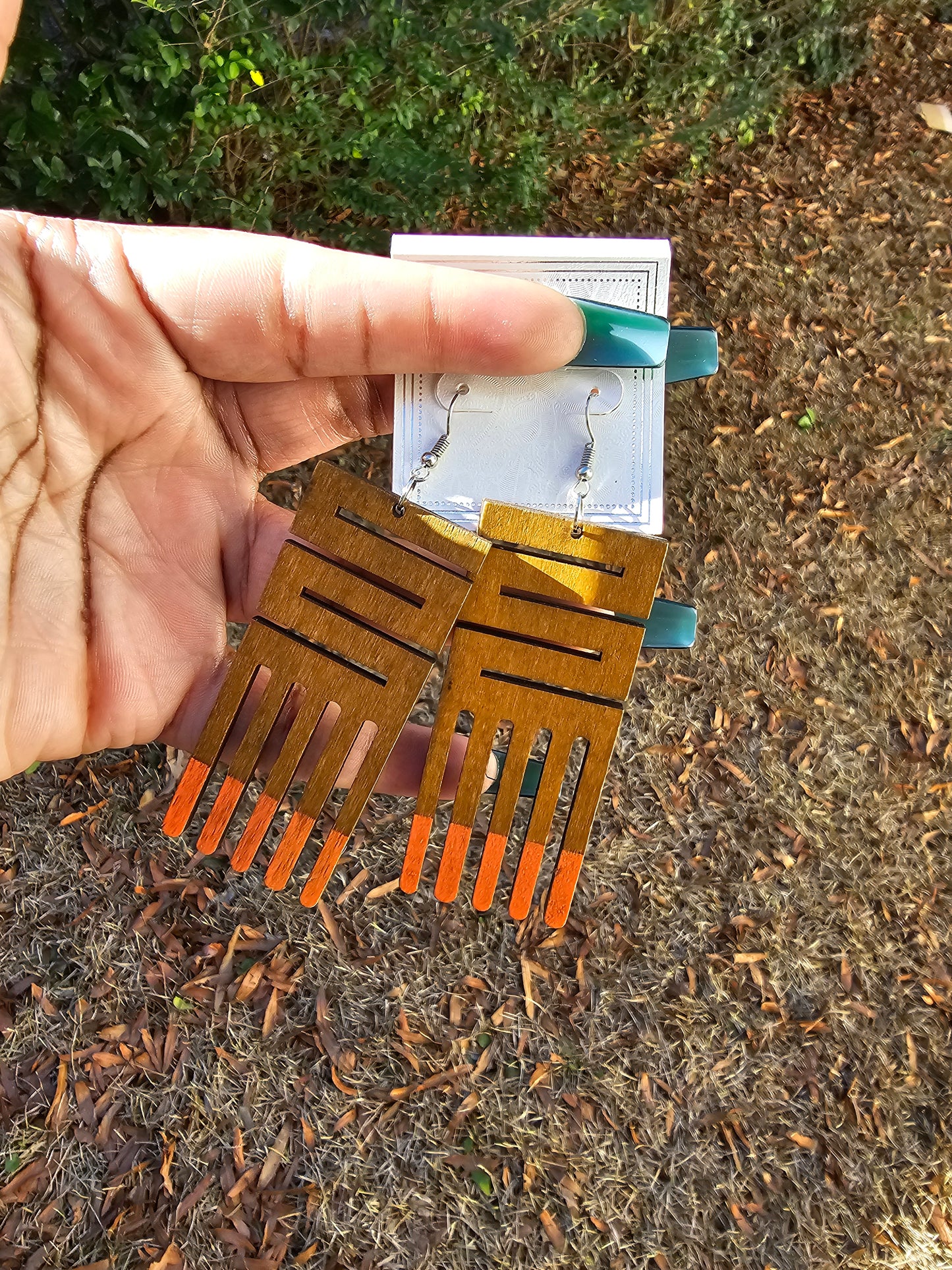 Orange Wood Earrings