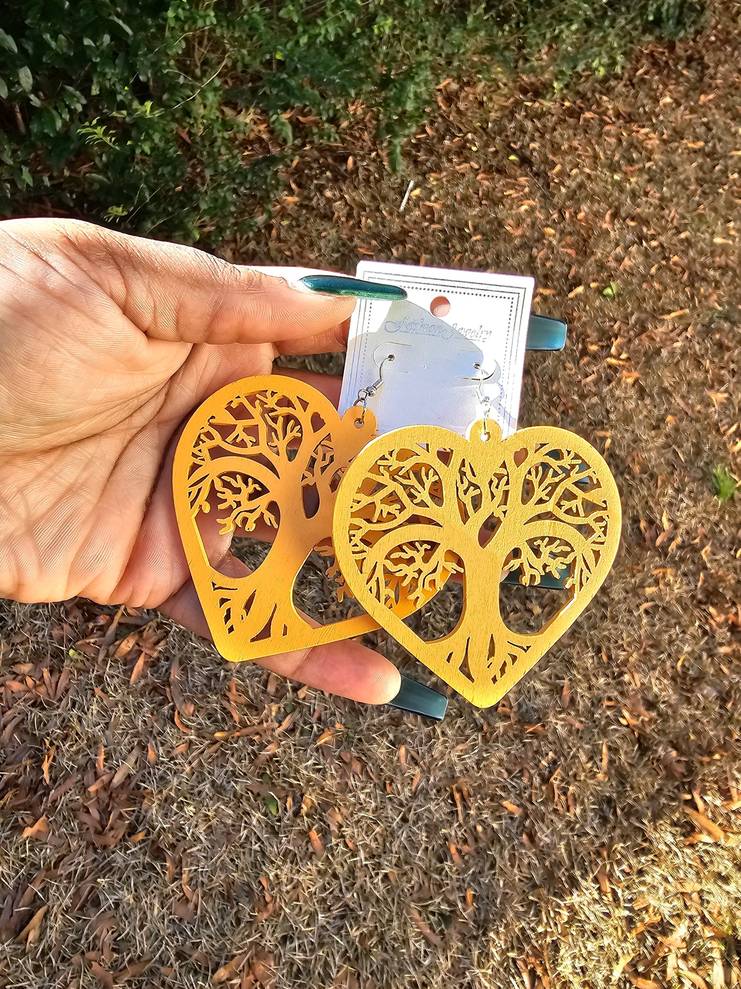 Orange Wood Earrings