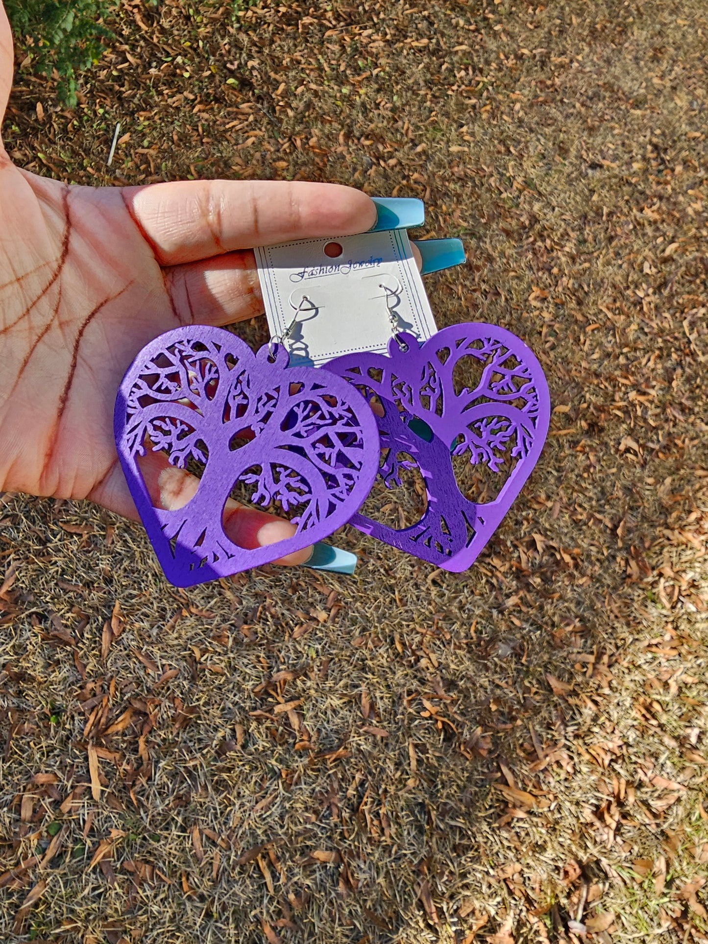 Purple Wood Earrings