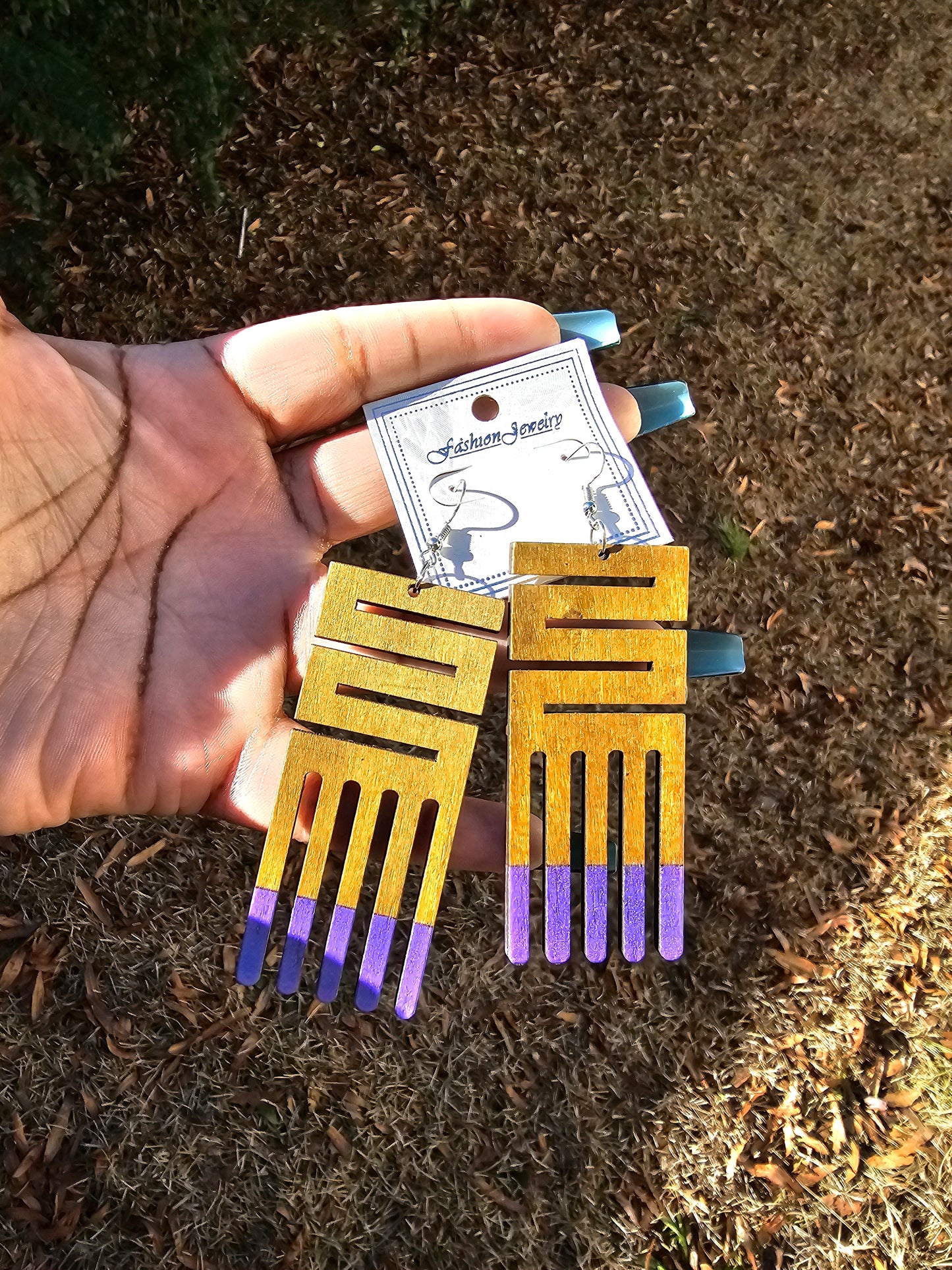 Purple Wood Earrings