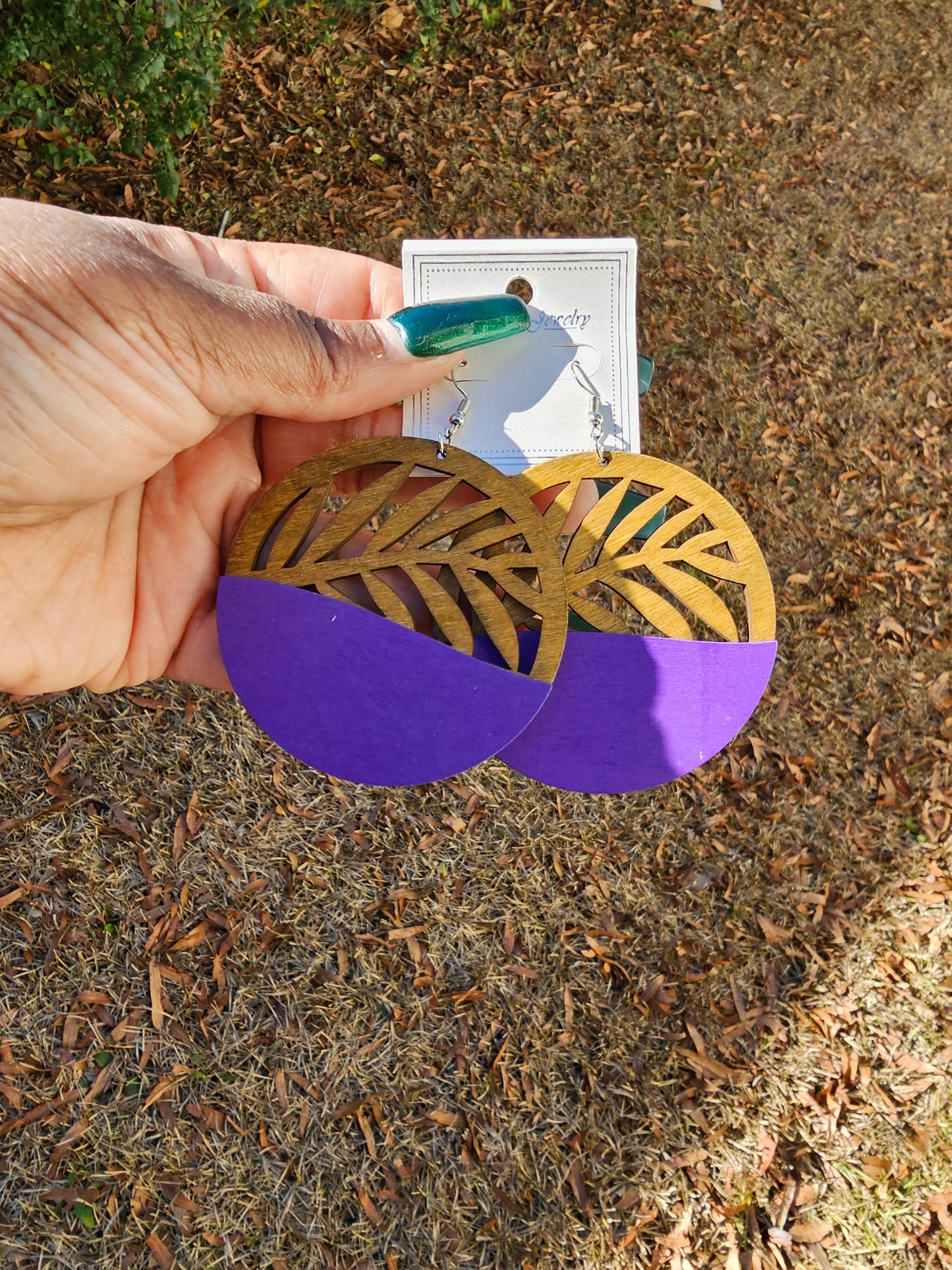 Purple Wood Earrings