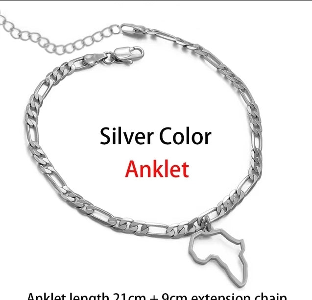 Africa Map Outline Ankle Bracelet