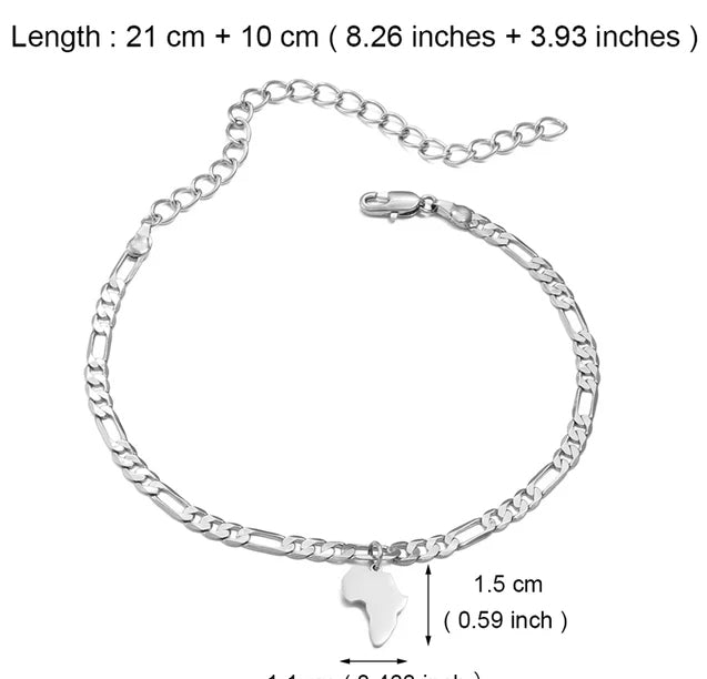 Africa Map Ankle Bracelet