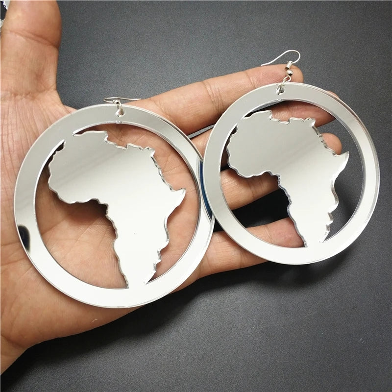Acrylic Africa Map Earrings