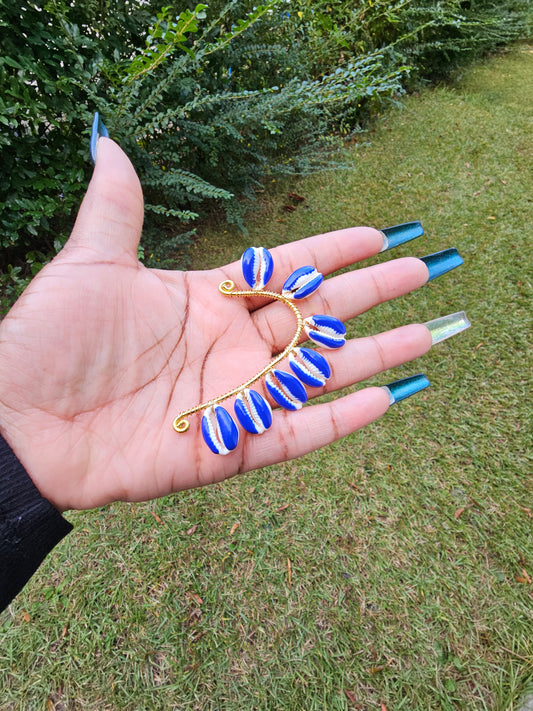 Blue Cowrie Shell Ear Cuff