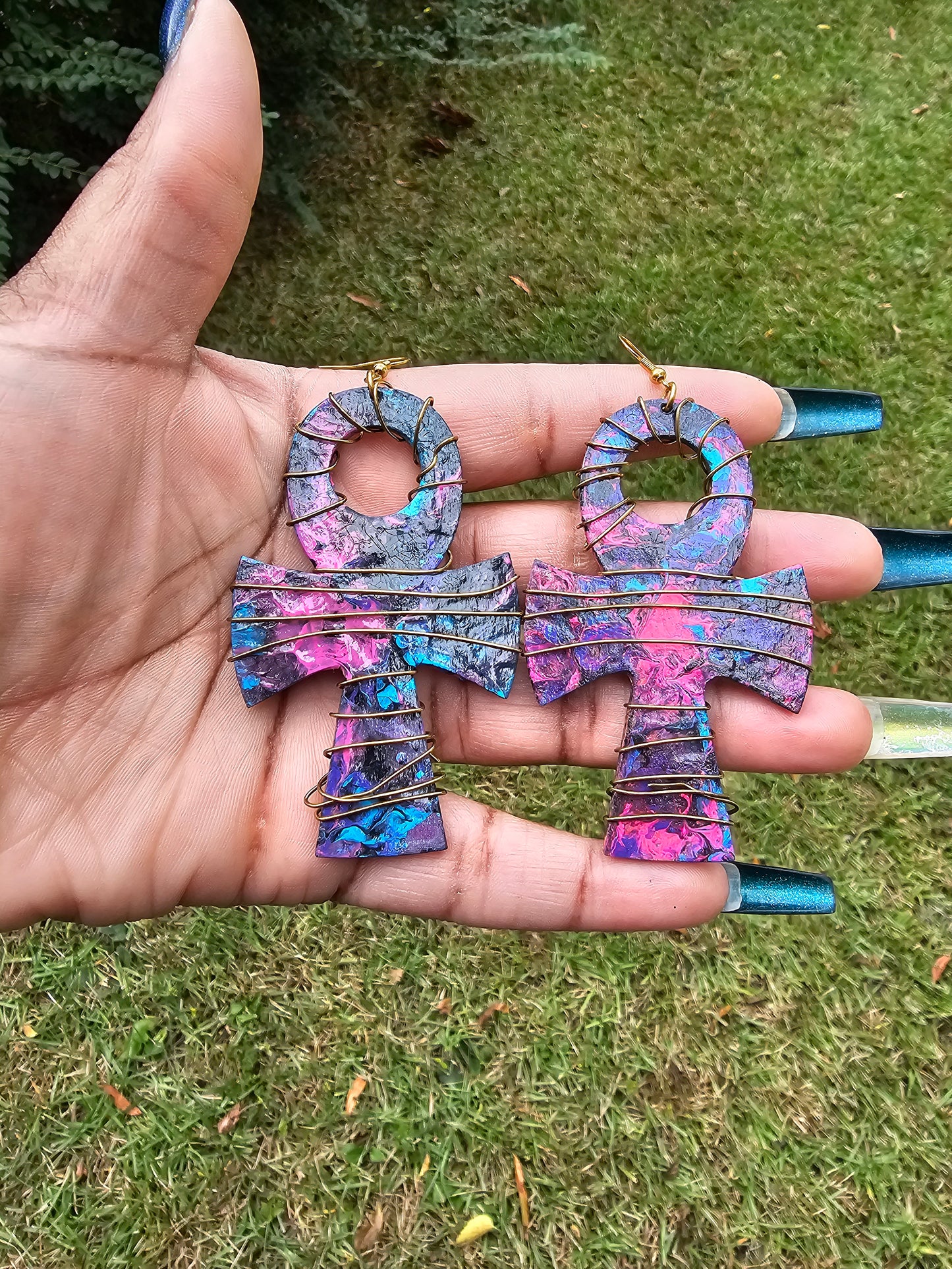 Galaxy Ankh Earrings