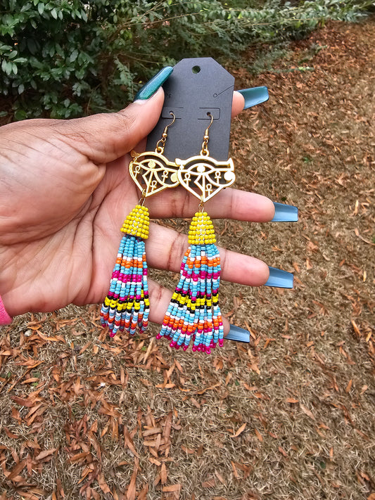 Eye of Horus Tassel Earrings