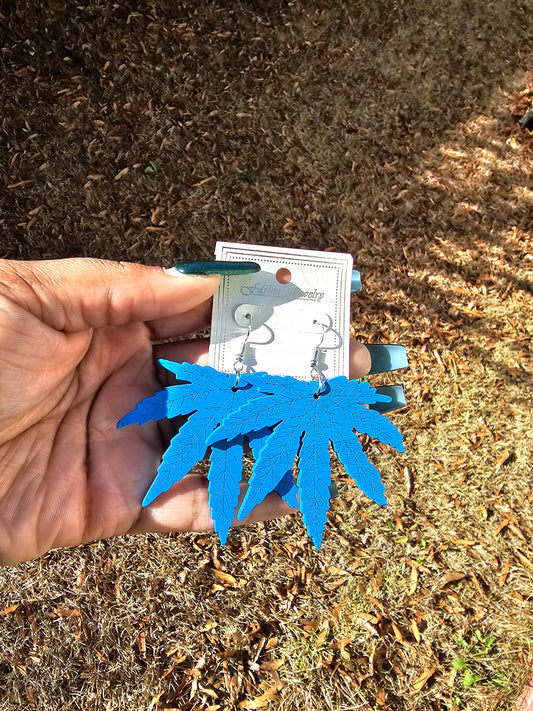 Blue Wood Earrings