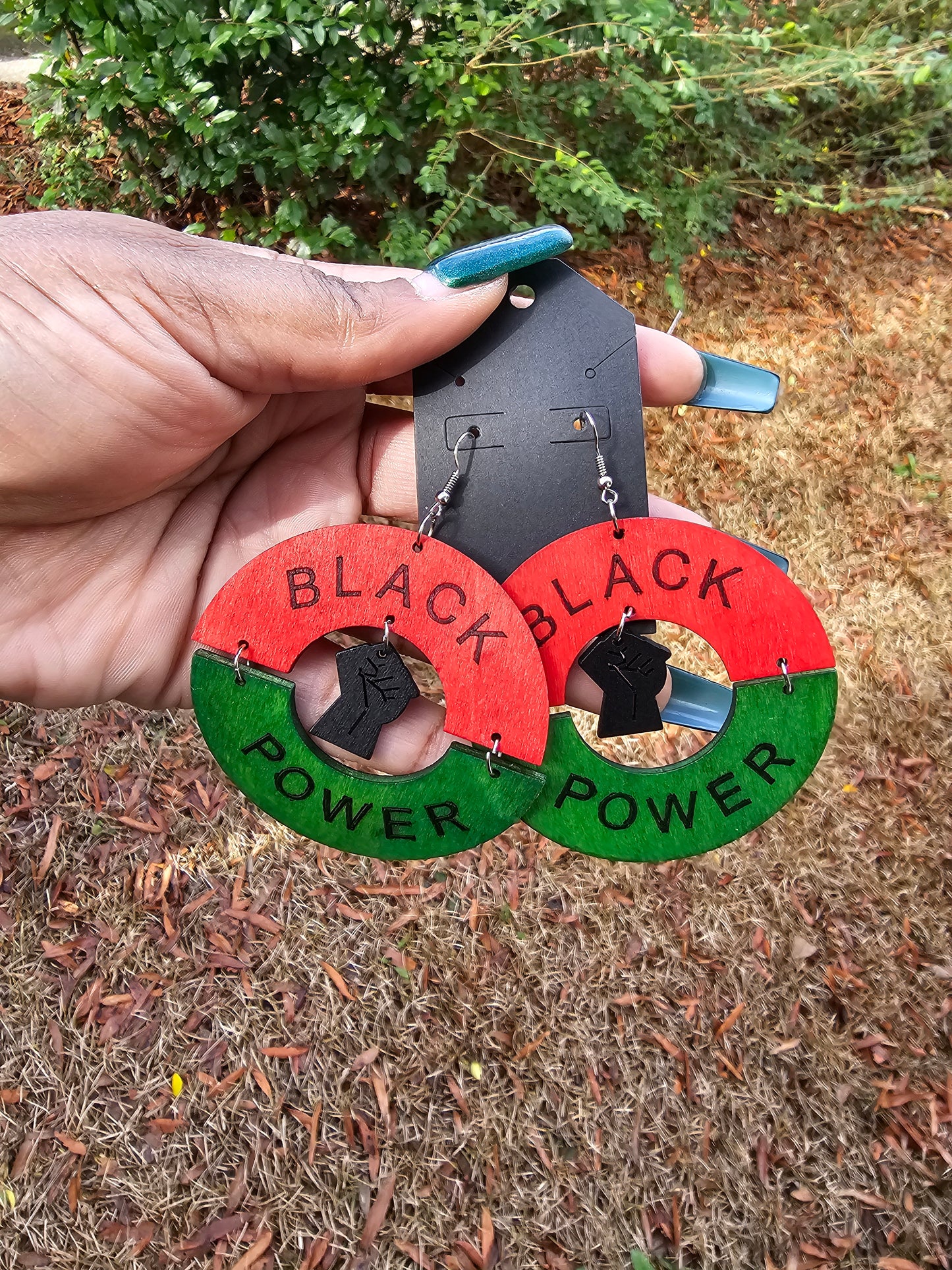 Black Power Fist Earrings