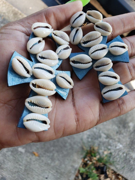 Cowrie Shell Ankh Earrings